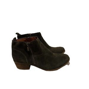 Lucky Brand Betwixt Ankle Boots Booties Shoes Womens Size 8.5 Green Suede Zip Up